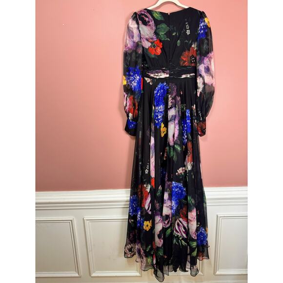 NEW NWT Mac Duggal Bishop Sleeve Floral Print Dress  STYLE 67872 Size 2 - Picture 5 of 7